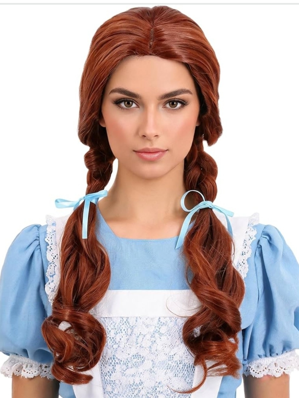 Women Wig Reddish Brown Long with Braids Cosplay Halloween Costume Wigs
